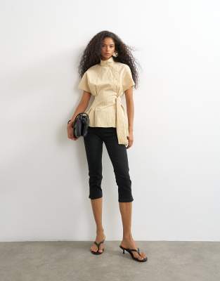 Topshop High Rise Capris Jean In Black