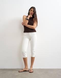 High rise capris jean in white