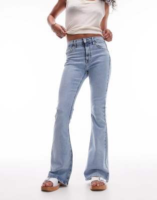 high rise Jamie flare jeans in bleach-Blue