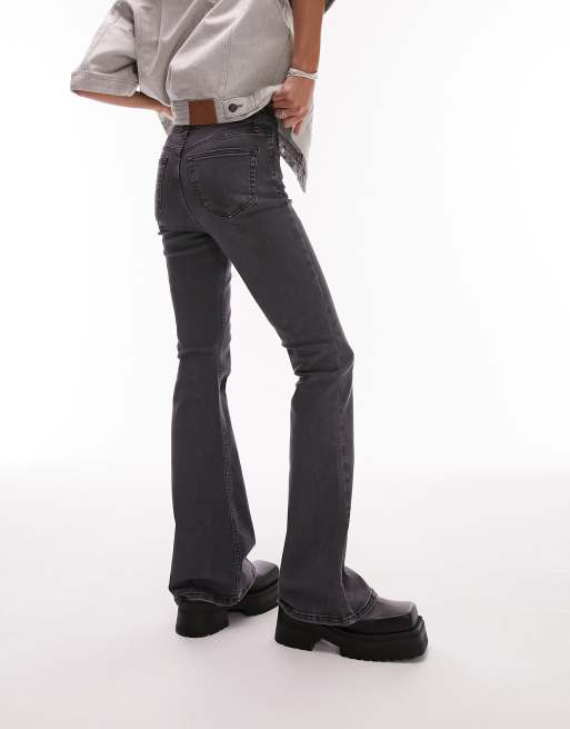 Topshop high rise Jamie flare jeans in grey , 2 of 4
