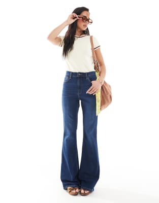 Topshop high rise Jamie Flare jeans in rich blue