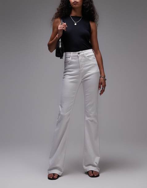 Topshop high rise Jamie flare jeans in white - view 1