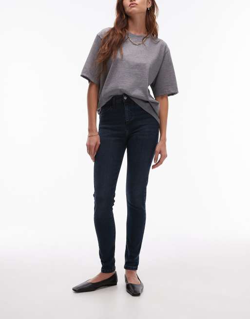 Topshop high rise Jamie jeans in blue black  