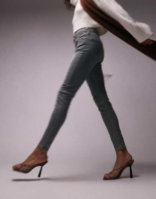 Topshop high rise Jamie jeans in dirty green