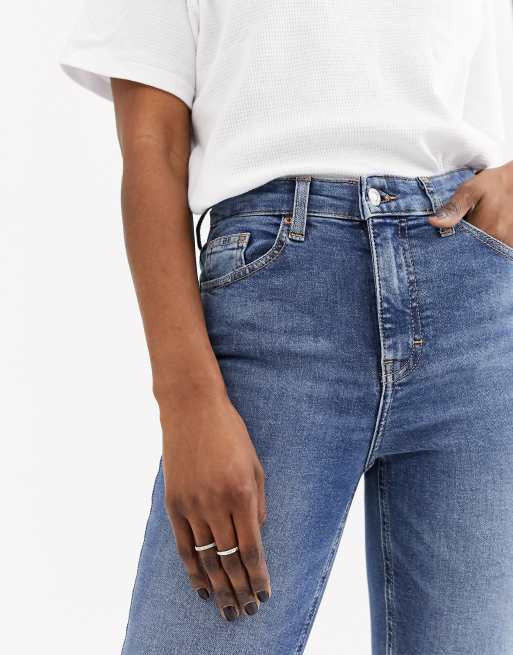 Topshop high rise Jamie jeans in mid blue , 3 of 4