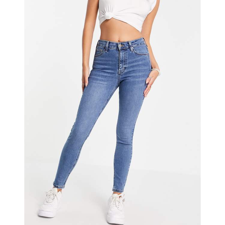 Topshop high rise Jamie jeans in mid blue ASOS