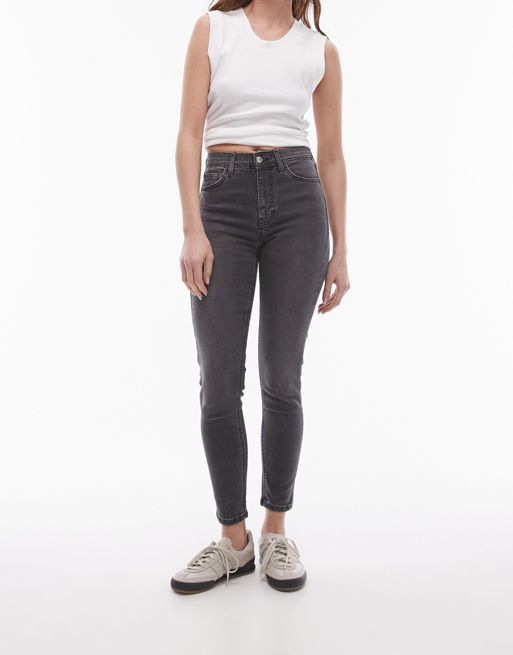 Topshop high rise Jamie jeans in washed black 