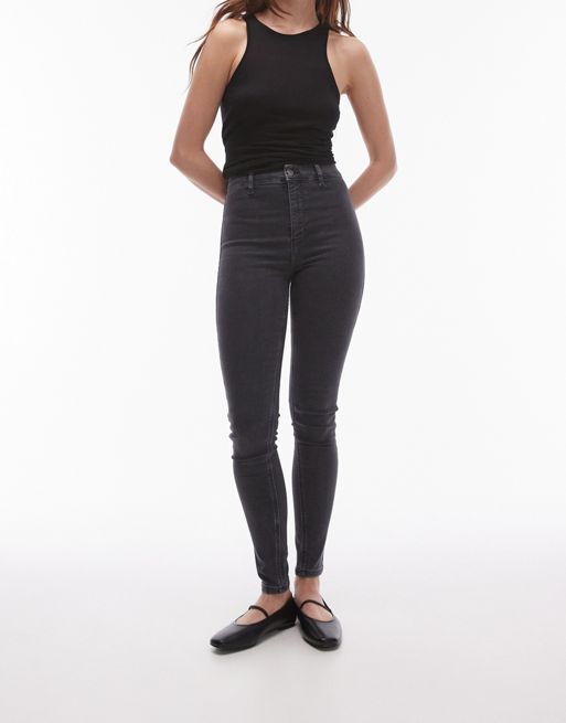 Topshop high rise Joni Paul jeans in washed black 