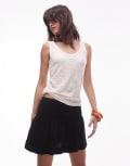 [Topshop] Topshop high rise linen mini skirt with ruched sides in black 18 BLACK