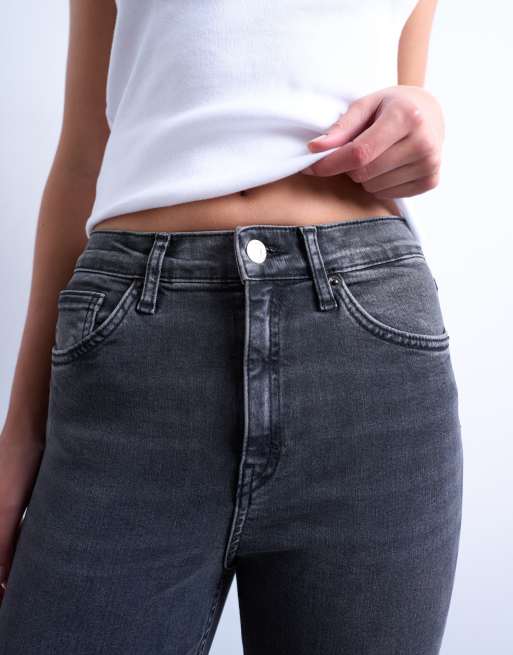 Topshop high rise skinny jean in washed black, 2 of 5