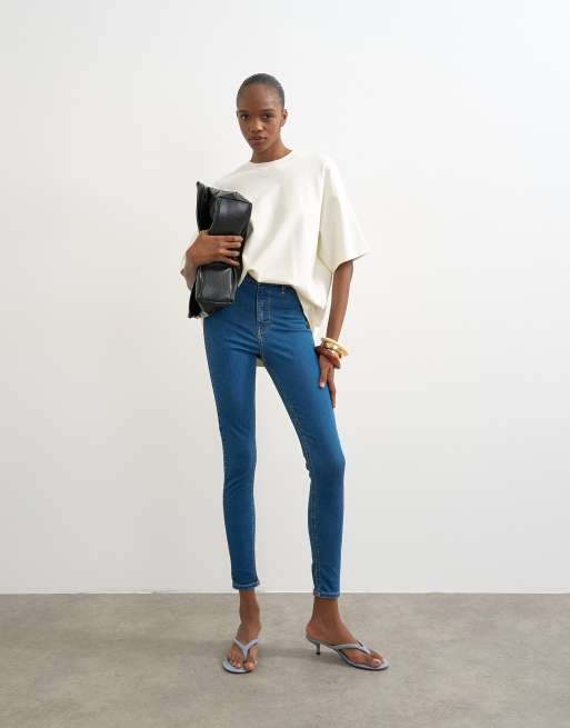 Topshop high rise skinny jeans in vintage blue, 1 of 7