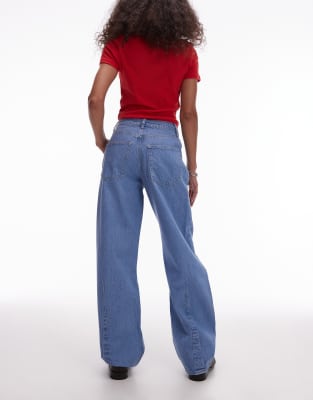 Topshop High Rise Tie Belt Barrel Jean