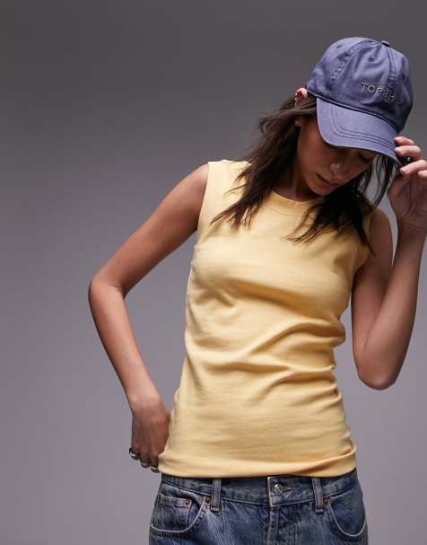 Topshop high scoop neck tank in orange - view 1