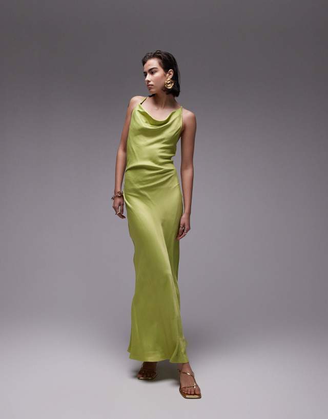 Topshop - high square neck maxi dress in apple green