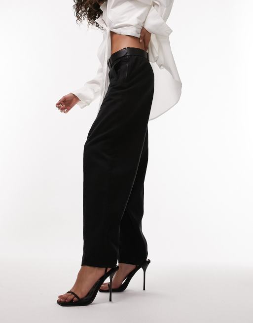 Topshop Tall High Waist Balloon Peg Trouser In Washed Black for Women