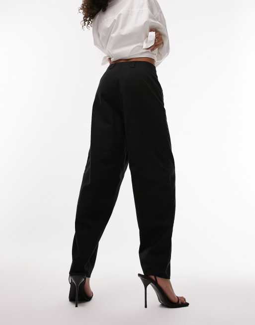 Topshop high waist balloon peg trouser in washed black | ASOS