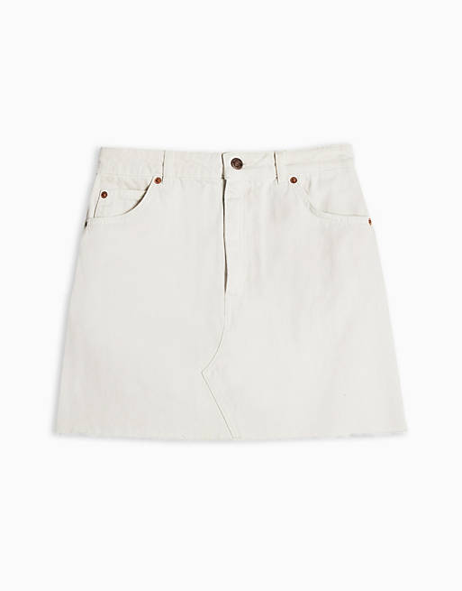 Oneerlijk credit Groenteboer Topshop high waist denim mini skirt in white | ASOS