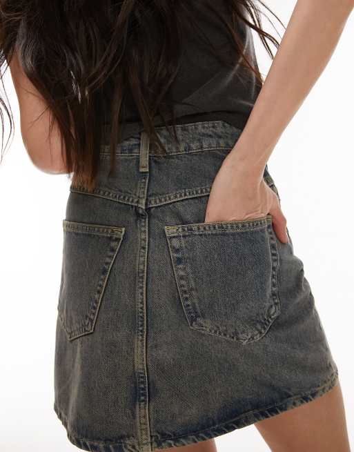 Topshop high waist denim skirt with pink tint, 4 of 4