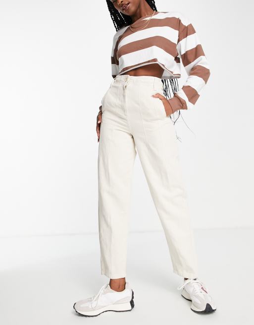 Topshop high waist lightweight peg pants in stone