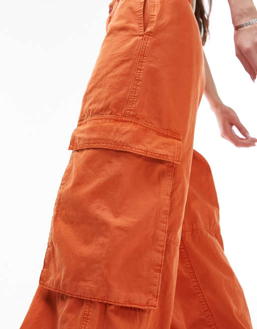 Women's Cinch Hem Woven Cargo Pants - JoyLab Orange M