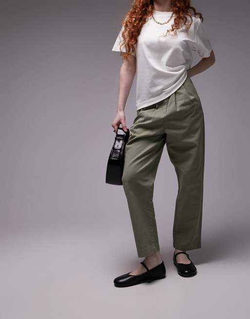 High-waist peg trousers - Khaki