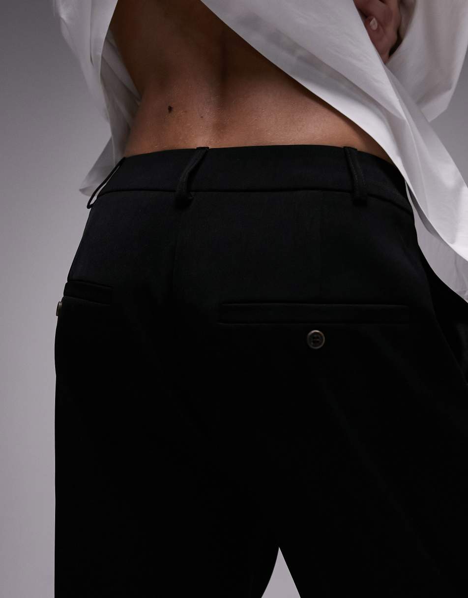 Only elasticated waist wide leg trousers in black