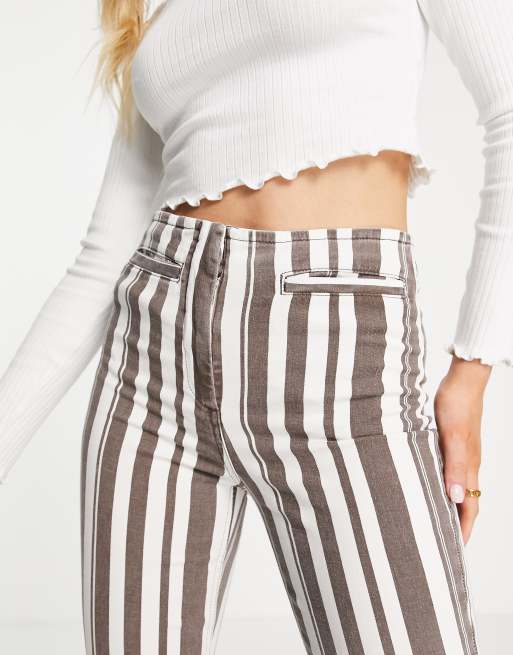 High waisted striped outlet trousers