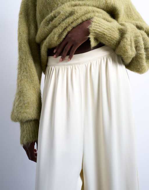 Topshop high waisted balloon hem pants in oyster
