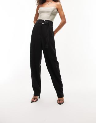 belted high waisted trousers