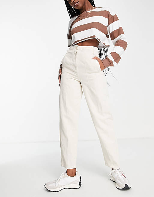 Topshop high waisted lightweight peg pants in stone
