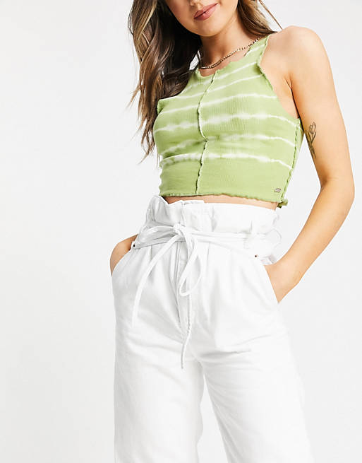Women Topshop high-waisted paper bag jeans in white 