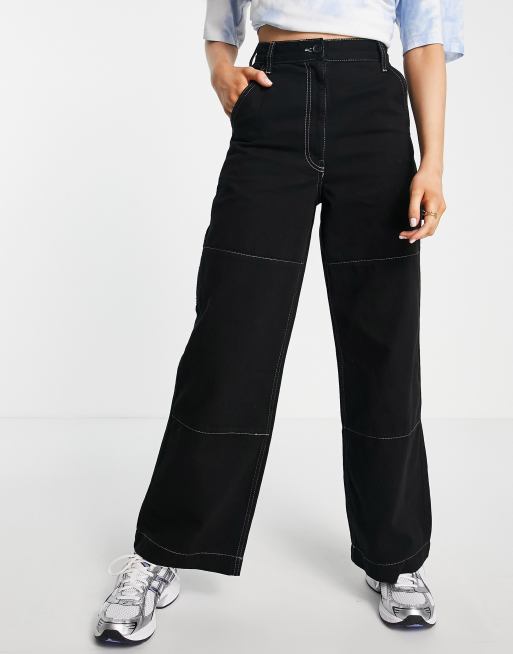 Black jeans with hot sale white stitching topshop