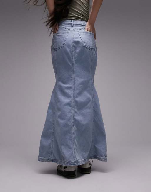 Long denim shop skirt topshop