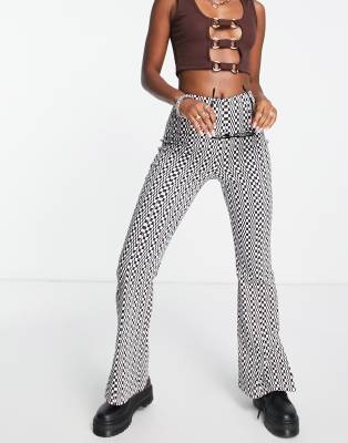 Highwaisted Bengaline Flared Pants With Side Splits In
