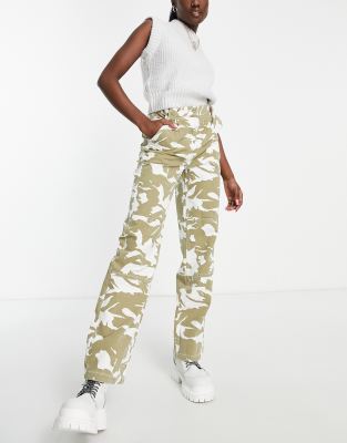 Topshop highwaisted straight leg utility trouser with knee darts in ...