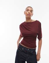 ASOS DESIGN one shoulder slouchy top in black