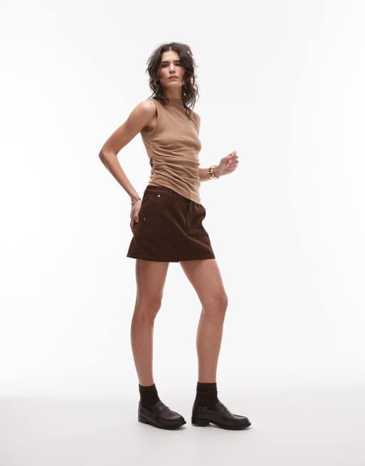 Topshop hitched side tank top in fudge brown