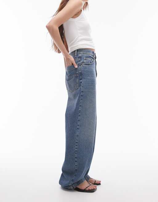 Topshop - Højtaljede og baggy jeans i autentisk blå , 2 af 5