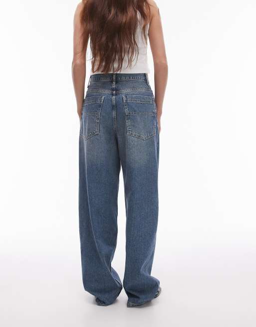 Topshop - Højtaljede og baggy jeans i autentisk blå , 3 af 5