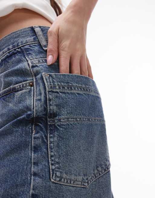 Topshop - Højtaljede og baggy jeans i autentisk blå , 4 af 5