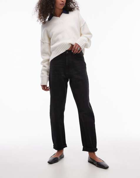 Topshop - Højtaljede Original Mom-jeans i sort vask - view 1