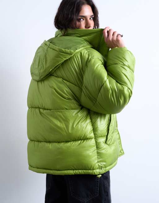 Topshop – Hochglänzende Pufferjacke aus Ripstop in leuchtendem Grün, 3 von 4