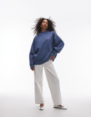 Topshop - Hochwertiger Oversize-Kapuzenpullover in Blau