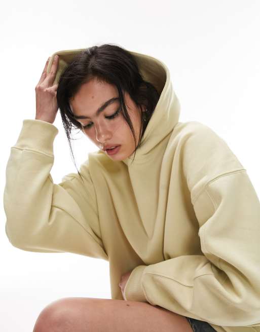 Topshop – Hochwertiger Oversize-Kapuzenpullover in Chartreuse, 3 von 4