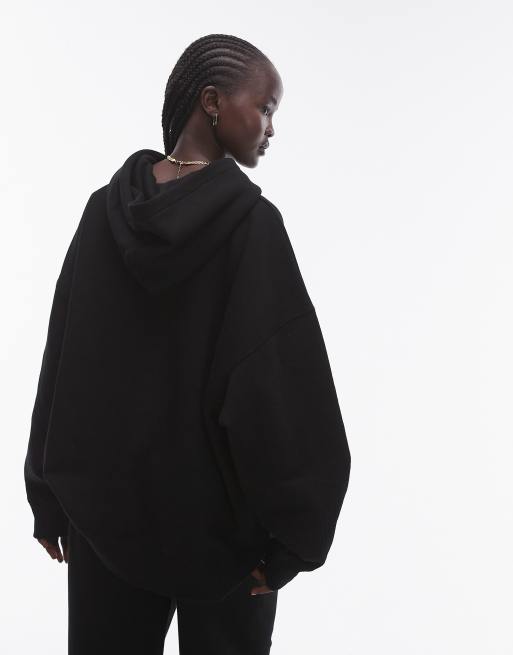 Topshop Hochwertiger Oversize Kapuzenpullover in Schwarz Kombiteil