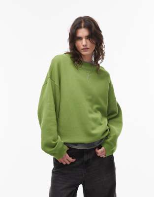 Topshop - Hochwertiger Pullover in Grün mit Ziernaht