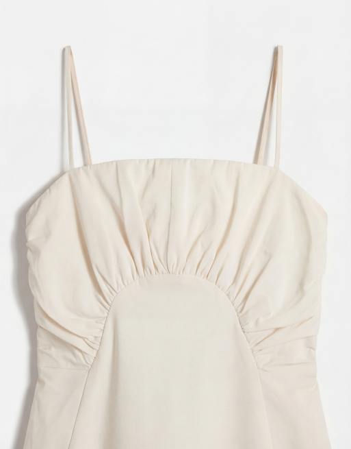 Topshop – Hochwertiges Midikleid in Cremeweiß mit geraffter Brustpartie, 7 von 7