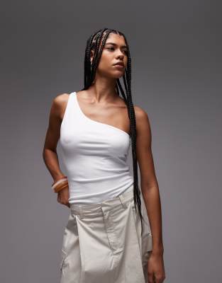 Topshop - Hochwertiges Oberteil in Weiß mit One-Shoulder-Träger