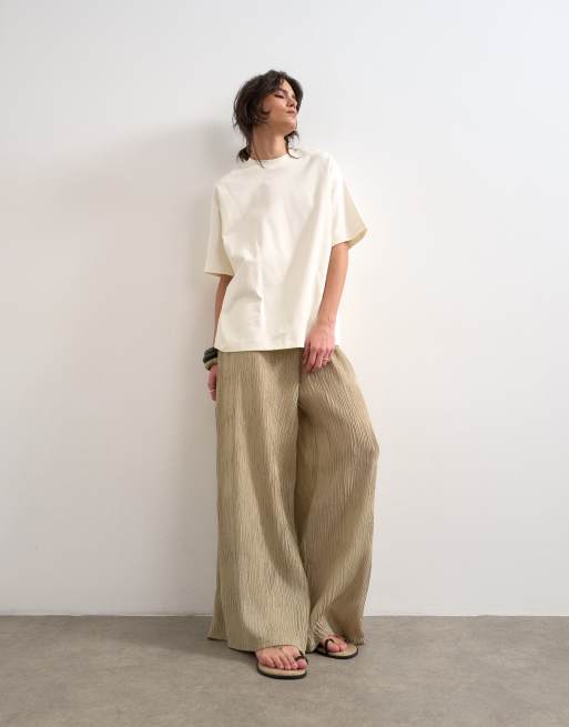 Topshop – Hochwertiges Oversize-T-Shirt aus Interlock-Jersey in Ecru, 2 von 4