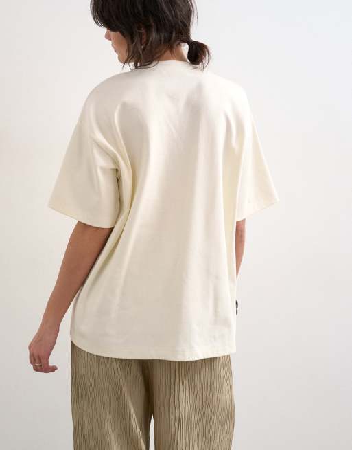 Topshop – Hochwertiges Oversize-T-Shirt aus Interlock-Jersey in Ecru, 4 von 4